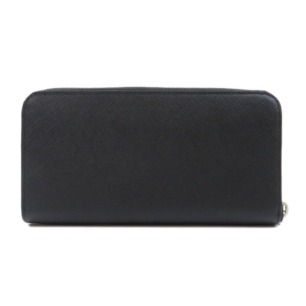 Prada Leather Wallet Long Round Zipper Black